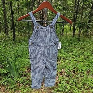 Old Navy Striped Carpenter Twill Overalls for Baby 18-24 Months New